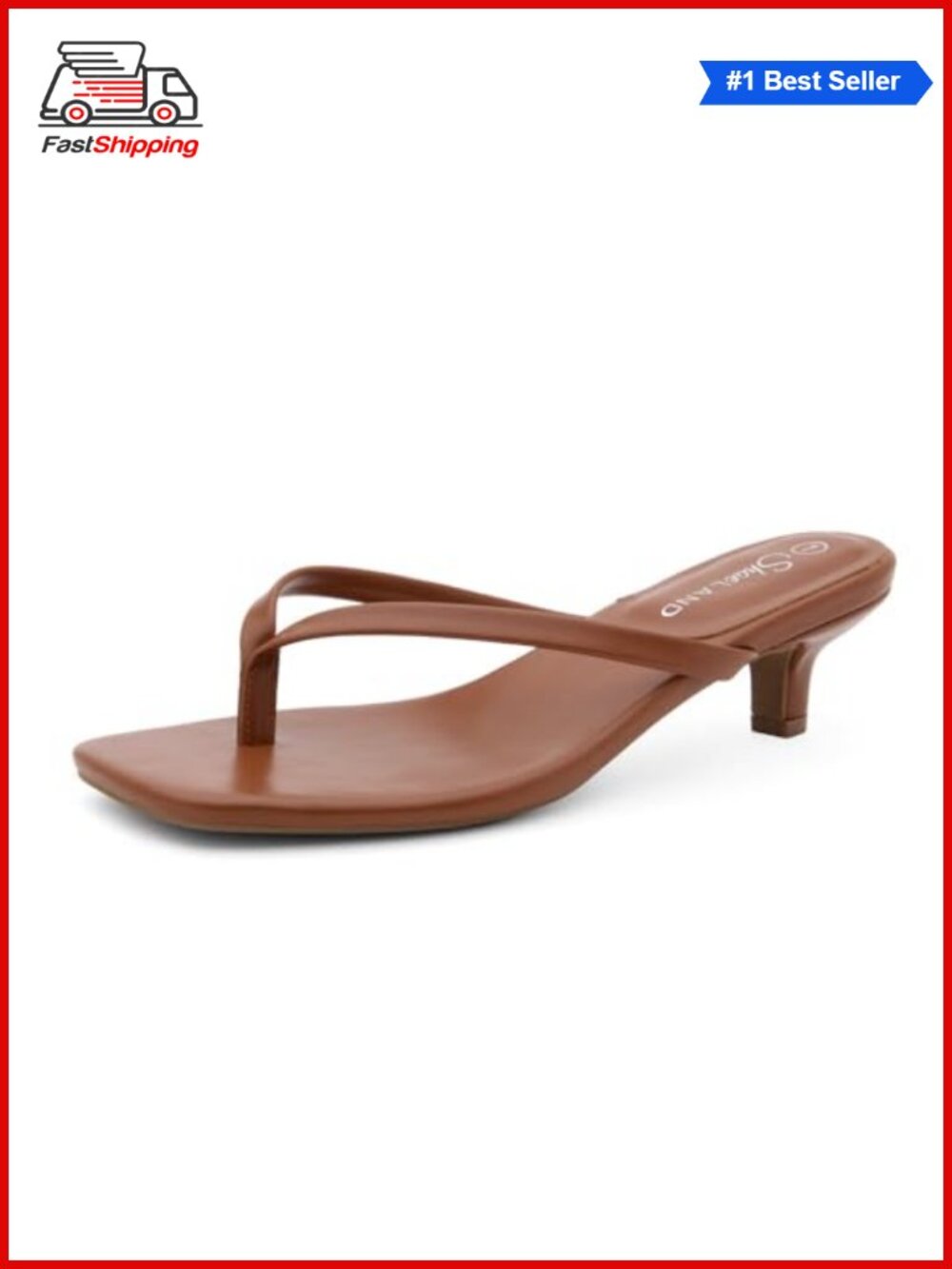 Kitten Heel Square Open Toe Flip Flop Sandals Slip On Dressy